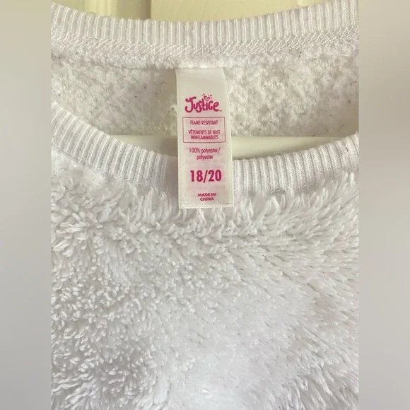 Justice Bunny Pajama Set Fluffy Pullover 18/20 + Pants 14/16 - Picture 4 of 6